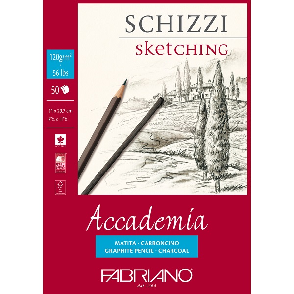 BLOCCO FABRIANO ACCADEMIA 21×29,7 CM. – 120 gr.- 50 fg. GRANA NATURALE