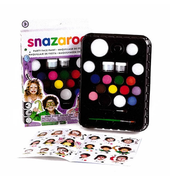 COLORI PER IL VISO SNAZAROO SET 12 COLORI + 02 GEL BRILLANTI + ACCESSORI