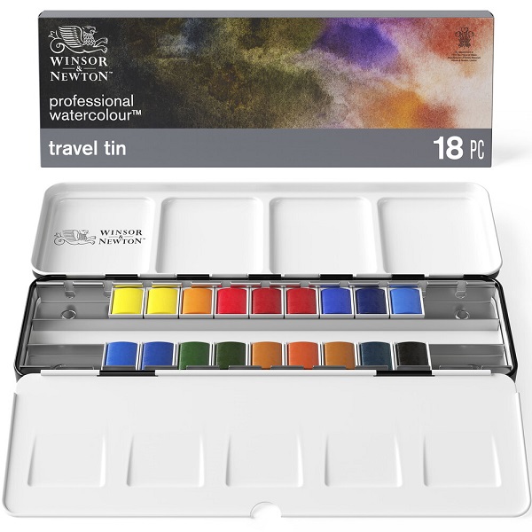 SET ACQUARELLI WINSOR & NEWTON PROFESSIONALI 1/2 GODET 18 pz.