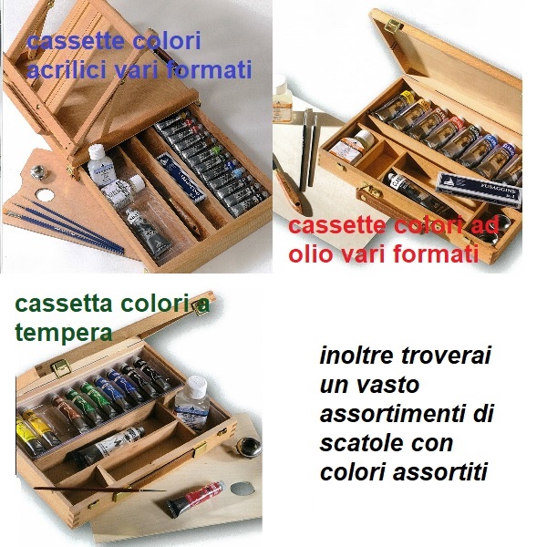 CASSETTE E SCATOLE COLORI AD OLIO COLORI ACRILICI E TEMPERA