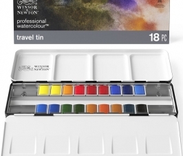 SET ACQUARELLI WINSOR & NEWTON PROFESSIONALI 1/2 GODET 18 pz.