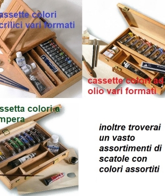 CASSETTE E SCATOLE COLORI AD OLIO COLORI ACRILICI E TEMPERA